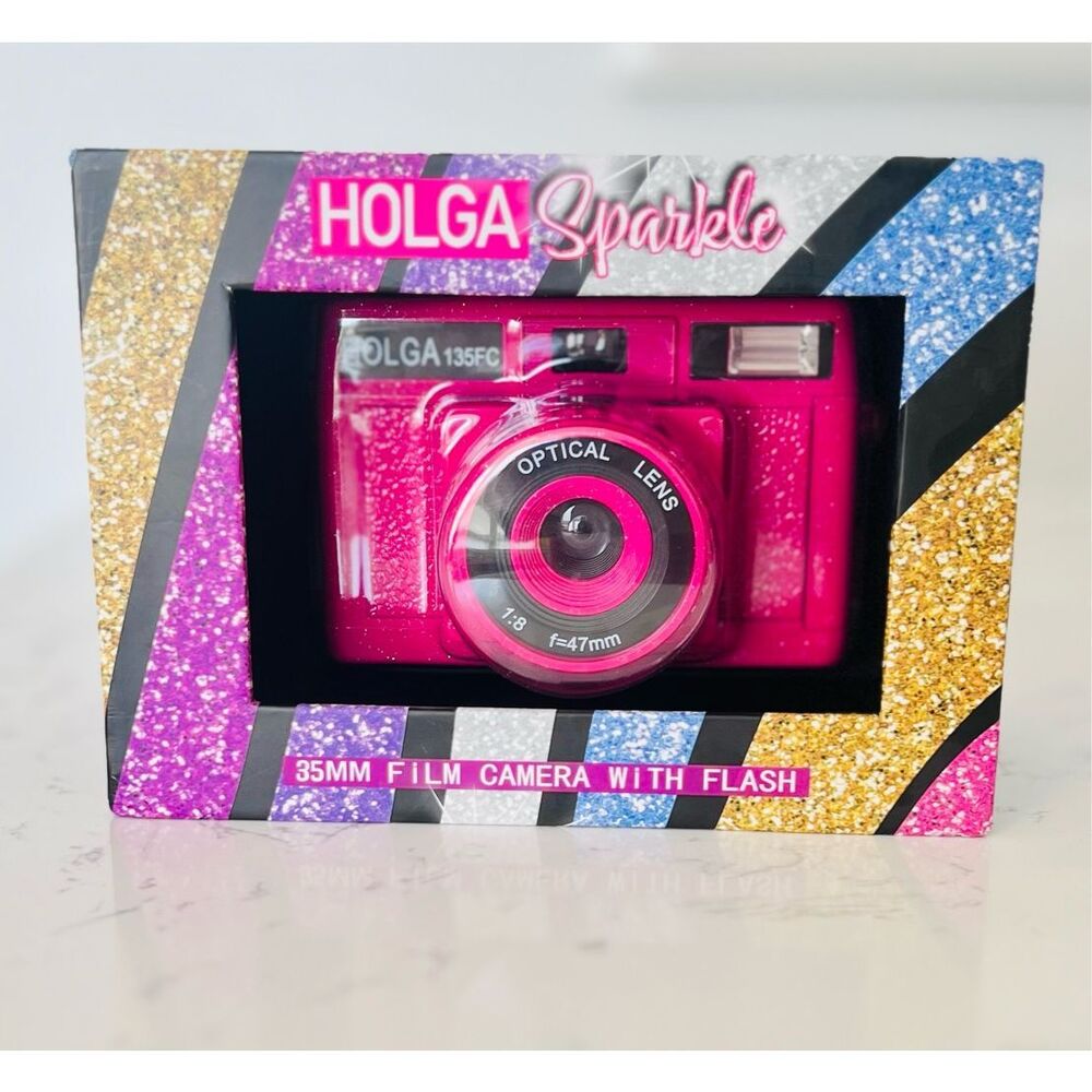 Holga 135FC Hot Pink Sparkle Film Camera 35mm Flash Nostalgic Valentine’s Day